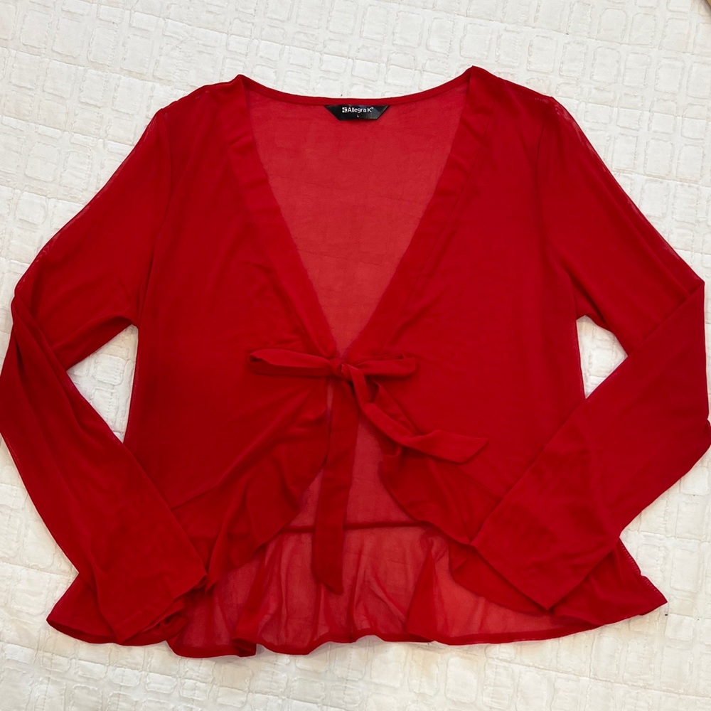 St. John's Bay Red Tie-Front Sheer Top